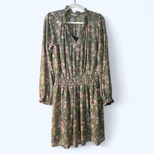 Kori Sage Green Floral Long-Sleeve Dress